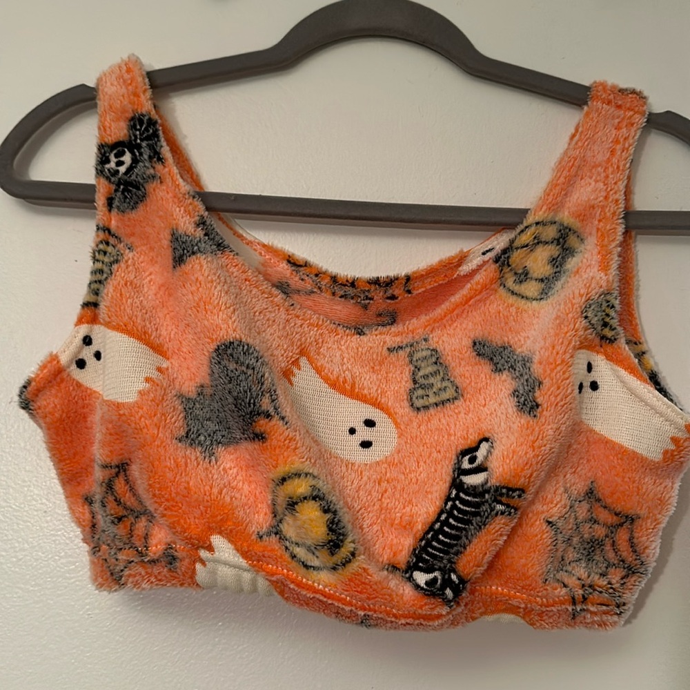 Fuzzy Halloween PJ Crop Top and Short Set